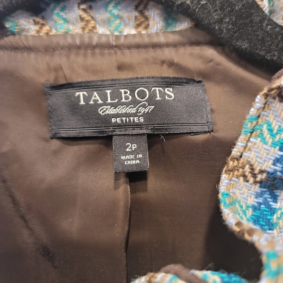 Talbots Preppy Wool Tweed Plaid Check Blazer - Sz 2P - Picture 6 of 8